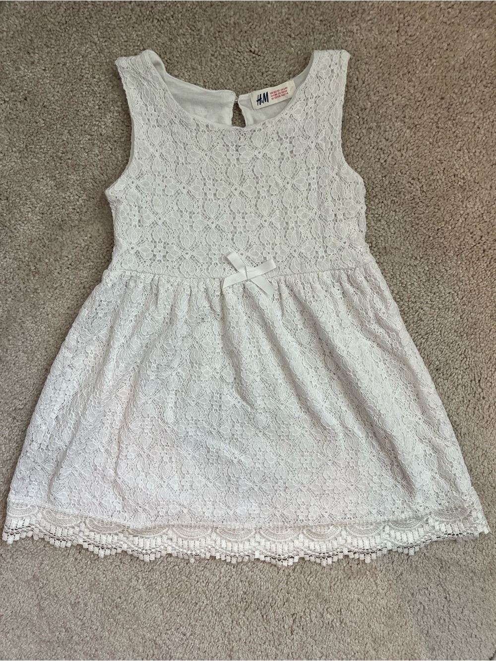 H&M White Lace Eyelet Sleeveless Tank Dress for Girls
